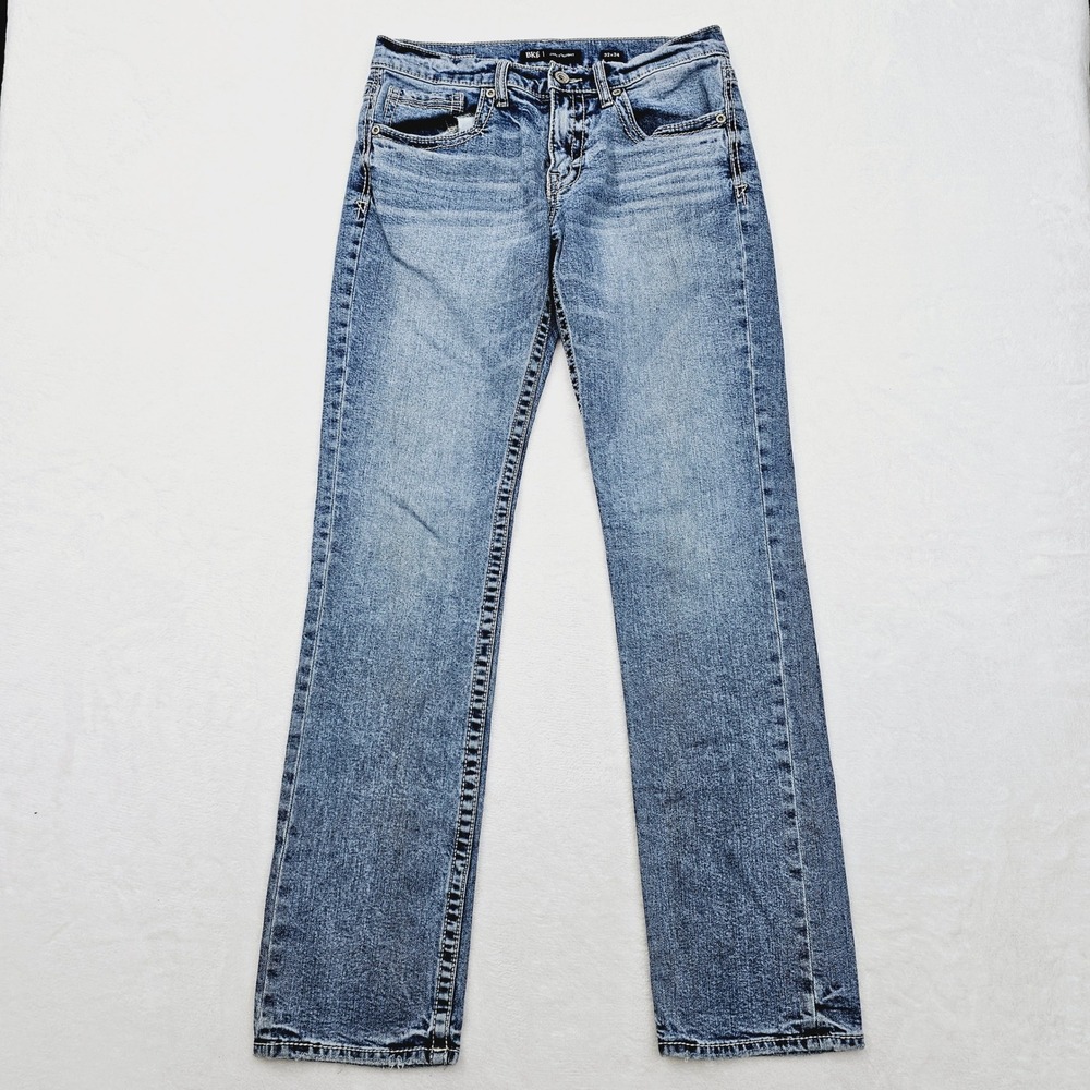 BKE Jake Straight Jeans Men 32W 33L Buckle Blue Stretch Denim Western - Picture 2 of 13